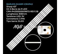 KIT 5 BARRE STRIP 9 LED TV SHARP CRH-P4330300509672-REV1.1B