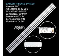 KIT 5 BARRE STRIP LED TV HISENSE H50NEC5205 SVH500A62-REV02, SHARP LC50P7000P