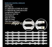 KIT 5 BARRE STRIP LED TV VESTEL 39.5DLED-A-TYPE/B PANASONIC TX39A300B