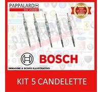 KIT 5 CANDELETTE ORIGINALI BOSCH per ALFA 159 BRERA 147 BRAVO II STILO 2.4 JTD