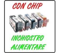 KIT 5 CARTUCCE CON CHIP - INCHIOSTRO ALIMENTARE PER STAMPANTE CANON IP3600 IP4700 NEW