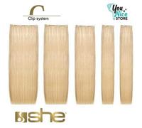 3 fasce extension clip SHE Rewo Line Joy 55 cm Capelli lisci veri umani naturali
