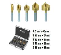 KIT 5 FRESE ACCIAIO HSS PER SVASARE SVASATURA FORI LEGNO PLASTICA ALLUMINIO
