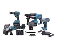 Kit 5 In 1 Makota Brushless Flex Trapano Impulsi Avvitatore Tassellatore Faretto