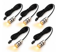 Kit 5 Mini Faretti LED Incasso 12V Argento 14mm Cavo 2m Mobili Scale Nicchie