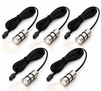 Kit 5 Mini Faretti LED Incasso 12V Argento 14mm Cavo 2m Mobili Scale Nicchie