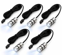 Kit 5 Mini Faretti LED Incasso 12V Argento 14mm Cavo 2m Mobili Scale Nicchie