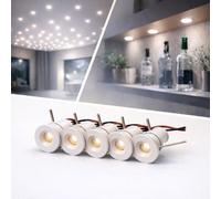 Kit 5 Mini Faretto LED Incasso 1W 12V IP65 Punto Luce Cielo Stellato per Interno Esterno Scale Piscine Vetrine Camper Barche Segnapasso Basso Consumo Illuminazione (Luce bianca 4000K, Bianco, 5)