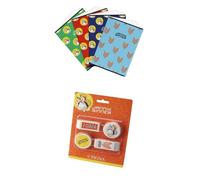 Kit 5 pezzi di Maxi quaderni Pigna 1R a righi + Set di 4 Gomme Jannik Sinner