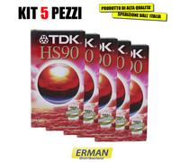 KIT 5 PZ. Videocassetta VHS vergine HS90 E-90HSEN TDK 90 minuti
