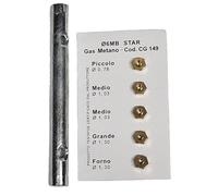 KIT 5 Ugelli 6MB Gas Metano Universali per Cucine e Forni Misure Piccolo 0,78-2x Medio 1,03 - Grande 1,30 - Forno 1,30 1 CHIAVE A TUBO 6X7