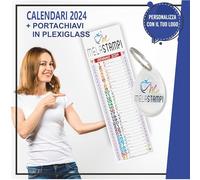 kit 50 Calendari 2025 + 50 portachiavi PMMA CRYLUX COLATO con stampa logo gadget pubblicitari stampa a colori col il vostro logo penna calendario Olandese Silhouette Multicolor pubblicità combo21