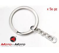 Kit 50 pezzi Anello Portachiavi in acciaio Inox con catenina