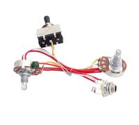 Kit 500k a 3 Vie Cablaggio Selettore e Potenziometri Chitarra Elettrica | Due Potenziometri da Quarto di Misura Alberi da 18mm, Dado, Rondella, Punta e Cavo di Massa