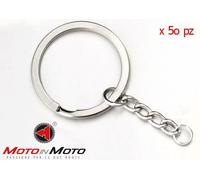 Kit 50pz per Anello Portachiavi in acciaio Inox con catenina