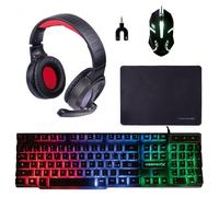 KIT 5IN1 MOUSE TASTIERA CUFFIE TAPPETINO DA GAMING PC USB RETROLLUMINATO LED RGB