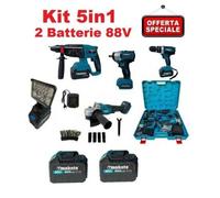 Kit 5in1 Smerigliatrice + Tassellatore + Avvitatore + Luce + Pneumatico 88V