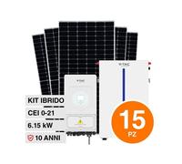 Kit 6.15KW 15 Pannelli solari fotovoltaici 410W IP68 + Inverter monofase + Batte