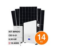 KIT 6.30KW 14 Pannelli solari fotovoltaici 450W IP68 + Inverter monofase + Batte