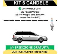 KIT 6 CANDELE per VW Passat Variant 2.8 140 kw anno 2000-2005