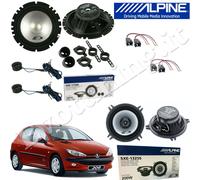 Kit 6 Casse Altoparlanti Alpine Anteriori e Posteriori per Peugeot 206 dal 1998
