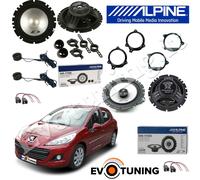 Kit 6 Casse Altoparlanti Alpine per Peugeot 207 ANT e POST + Adattatori e Cavi