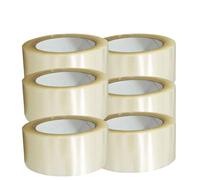 Kit 6 Nastro Adesivo Silenzioso Trasparente per Imballaggio 50mm x 66Mt