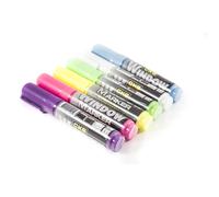 KIT 6 PENNARELLI PER LAVAGNA LUMINOSA A LED RI-SCRIVIBILE FLUORESCENTI FLUO