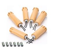 Kit 6 Portalampade E14 Candela in Legno Antichizzato 85mm con Barre Filettate M10 - Ricambi per Lampadari, Candelabri e Applique Vintage