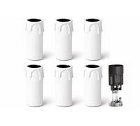 Kit 6 Portalampade E14 Finta Candela Bianca - Copricandela per Lampadari Classici e Vintage - Attacco E14 con Nipplo M10 e Vite di Sicurezza - Altezza 65 mm