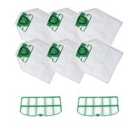 KIT - 6 Sacchetti Folletto Vk200 Vk220s Compatibili + 2 Filtro Motore - Sacchetti Aspirapolvere Folletto In Microfibra, Ricambi Folletto