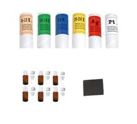 Kit 6 Tester Oro 9/14/18/24 K KT per testare l' oro + argento + Platino + pietra di tocco naturale 50 x 40 mm + 6 flaconi conto gocce 15 ml + Guida GRATUITA (test Tester Testing Gold Stone)