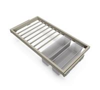 Emuca - Kit 7 aste per pantaloni, 2 vassoi ausiliari e telaio con guide a chiusura morbida per armadio, regolabile, modulo 900mm, Grigio pietra