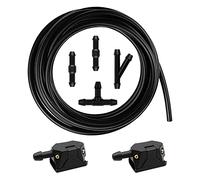 Kit 7 in 1 con tubo flessibile per lavavetri, include 2 ugelli universali a 4 fori montati sul braccio del parabrezza + 4 connettori per tubo + tubo tergicristallo da 4 m, per la maggior parte dei