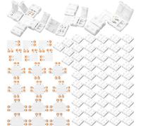 Kit 72 Pezzi Connettori per Strisce LED a 2 Pin Senza Saldatura a Forma di T Connettori Adattatori LED a Forma di L 8 mm Connettori a Forma di per X per SMD 3528, 2835 HA Condotto la Luce
