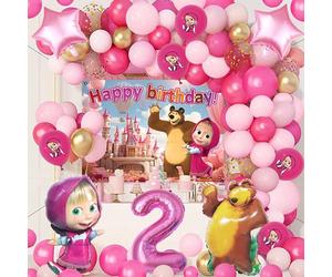 Kit 78 Pezzi Masha Festa Compleanno - Decorazioni e Palloncini in Alluminio per 2 Anni