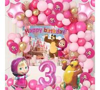 Kit 78 Pezzi Masha Festa Compleanno - Decorazioni e Palloncini in Alluminio per 3 Anni