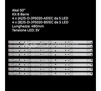 KIT 8 BARRE LED TV AKAI 50 pollici JS-D-JP5020-A51EC/B51EC D50F2000 E50F200