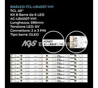 KIT 8 BARRE STRIP 6 LED TV TCL 4C-LB400T-YH1 006-P2K1793B 40F2370-6EA