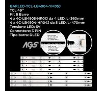 KIT 8 BARRE STRIP LED TV TCL 4C-LB4904-YM05J 49HR330M05A0