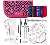 kit 8 Pezzi set righelli e compasso geometria goniometro scuola squadre