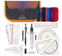 kit 8 Pezzi set righelli e compasso geometria goniometro scuola squadre