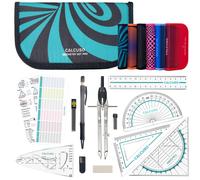 kit 8 Pezzi set righelli e compasso geometria goniometro scuola squadre