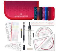 kit 8 Pezzi set righelli e compasso geometria goniometro scuola squadre
