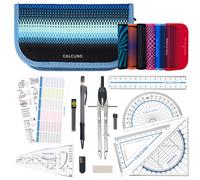 kit 8 Pezzi set righelli e compasso geometria goniometro scuola squadre