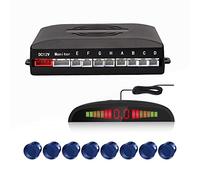 Kit 8 Sensori di Parcheggio Radar, Cocar LED Display Rilevamento Distanza + 8 Sensori + Sostegno Suono di Allarme(Blu)