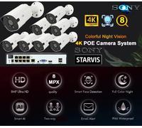 KIT 8MPX 4K NVR 16 CANALI 8 POE + 8 TELECAMERE IP POE TRICOLOR STARVIS