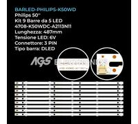 KIT 9 BARRE STRIP 5 LED TV PHILIPS 4708-K50WDC-A2113N11 K500WDC2-A2