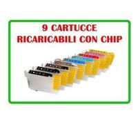 KIT 9 CARTUCCE RICARICABILI PER EPSON STYLUS PHOTO R2880 CON CHIP AUTORESETTANTE NEW