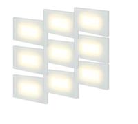 Kit 9 Segnapassi LED in vetro da Incasso per Scatola 503 CCT 3000K 4000K 6500K IP65 Esterno Interno 220V 4W 150 Lumen - Luce Selezionabile per Scale, Pareti, Muri, Vialetti - Moderno (Bianco)